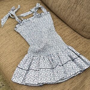 Katie J Blue Millefleur Girls Dress with Ruffle Hem size Small